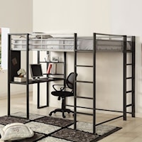 Contemporary Metal Full Loft Bed with Workstation