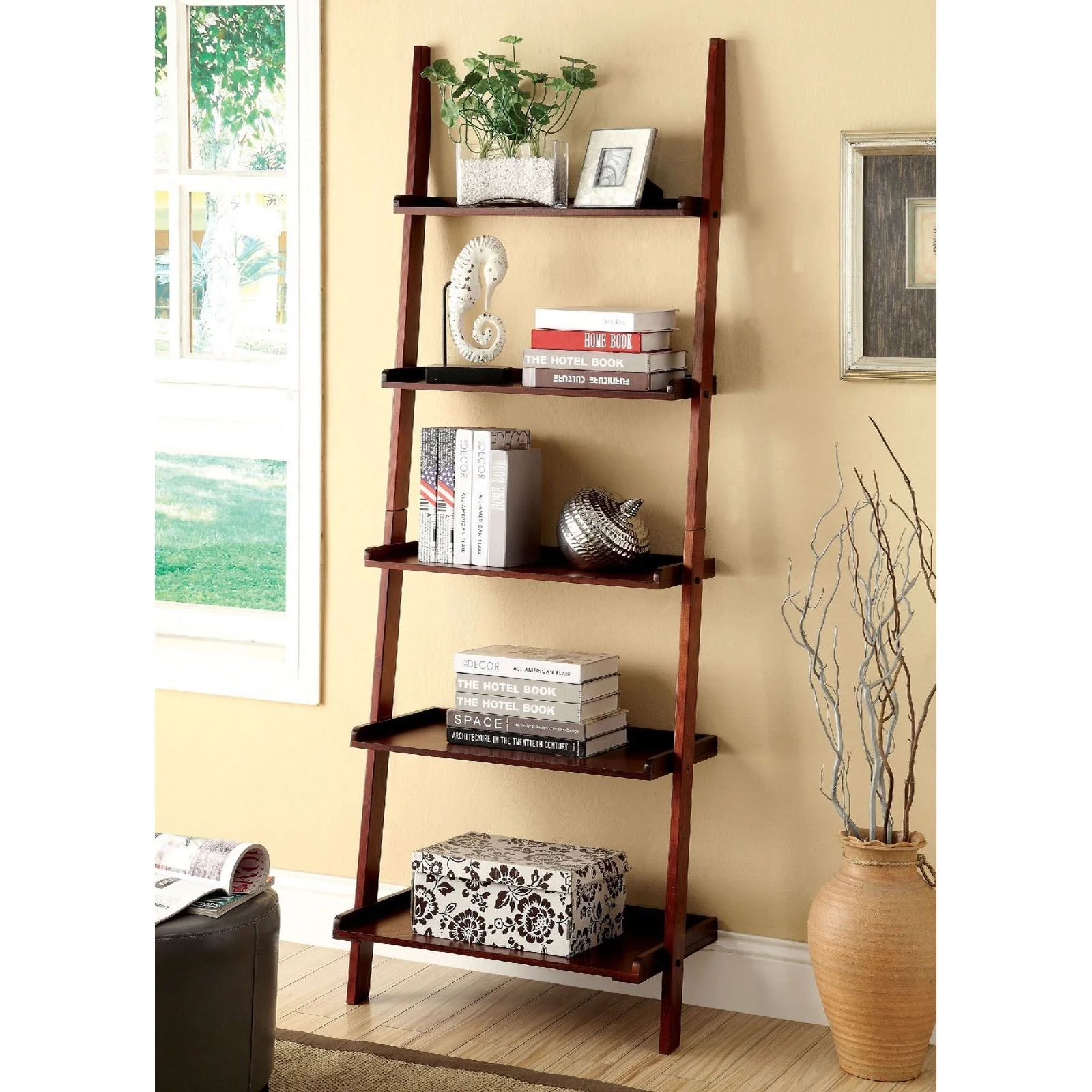 Furniture of America Sion CMAC6213CH Ladder Shelf Furniture and More