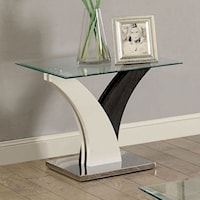 Square Glass Top End Table with Stainless Steel Base