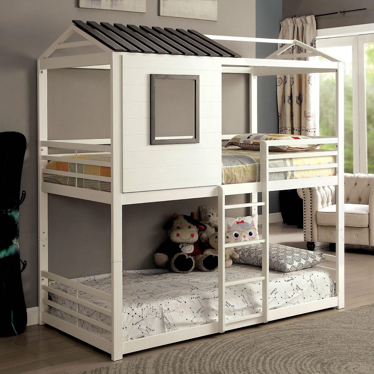 Furniture of America Stockholm Twin-over-Twin Bunk Bed