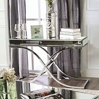 Mirrored Sofa Table with Metal Frame