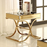 Mirrored End Table with Metal Frame