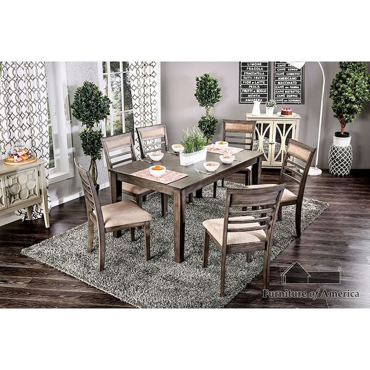 Furniture of America - FOA Taylah 7 Piece. Dining Table Set