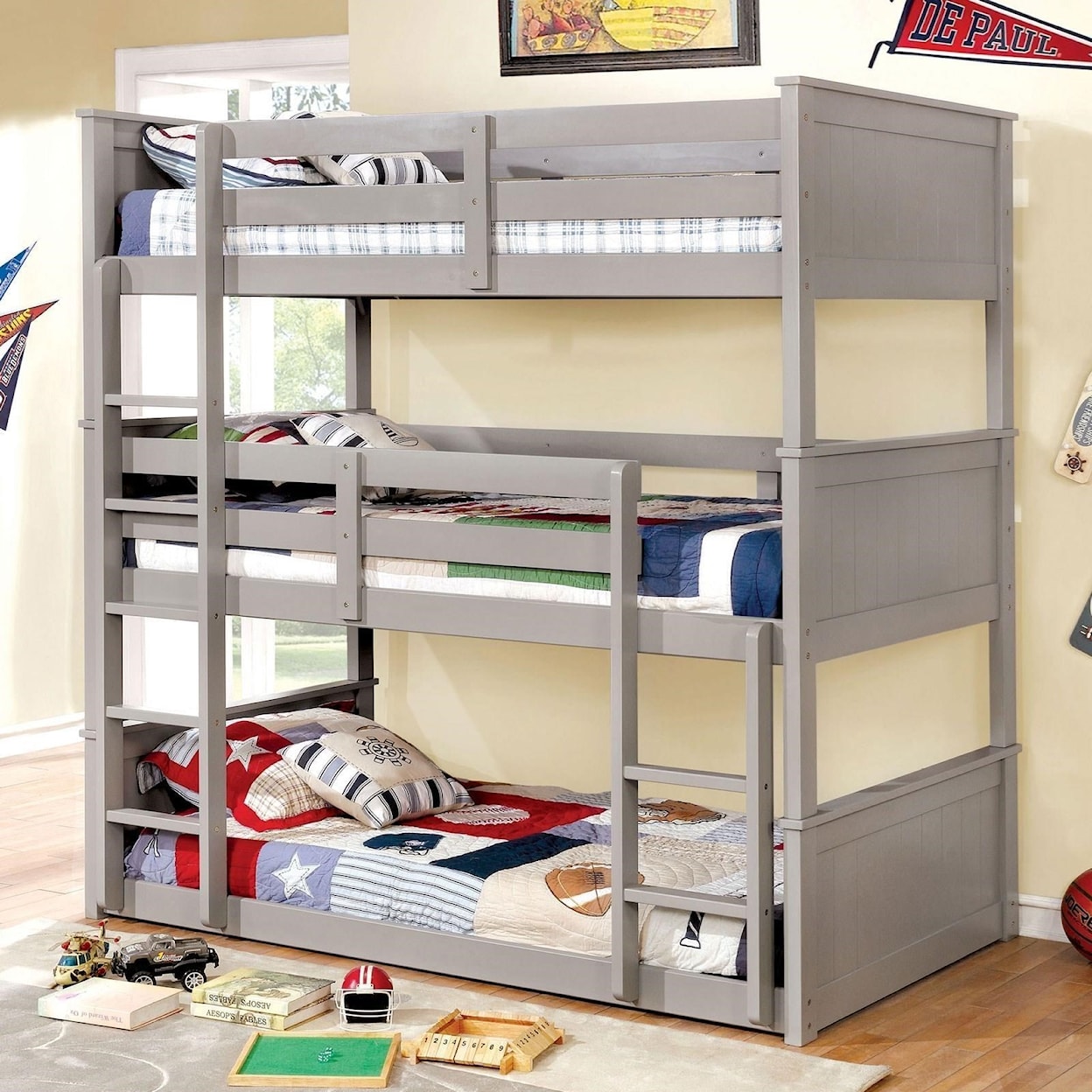 FUSA Therese  Twin Triple Decker Bed