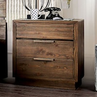 Rustic 3-Drawer Nightstand with Felt-Lined Top Drawer and USB Port