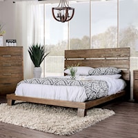Rustic Queen Panel Bed with Slatted Headboard