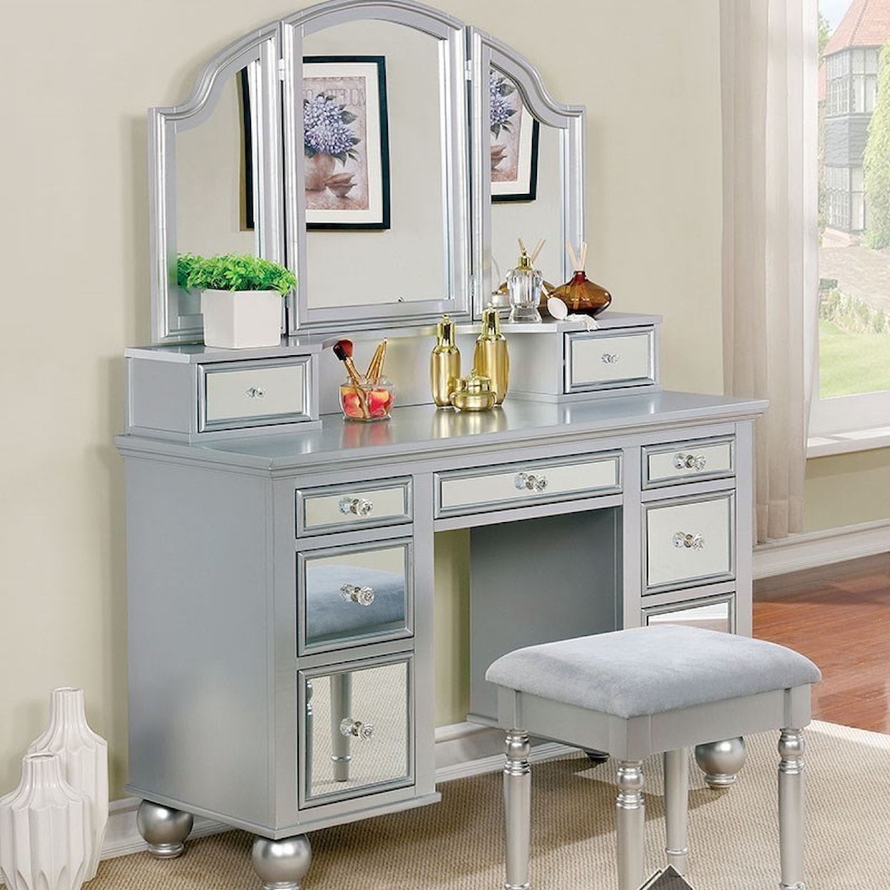 Furniture of America Tracy Vanity and Stool Set