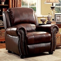 Traditional Faux Leather Chair with Nailhead Trim