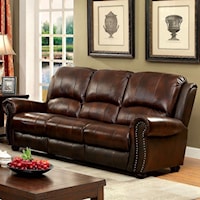 Traditional Faux Leather Sofa with Nailhead Trim