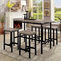 Contemporary 5 Piece Table and Stool Set with Metal Base