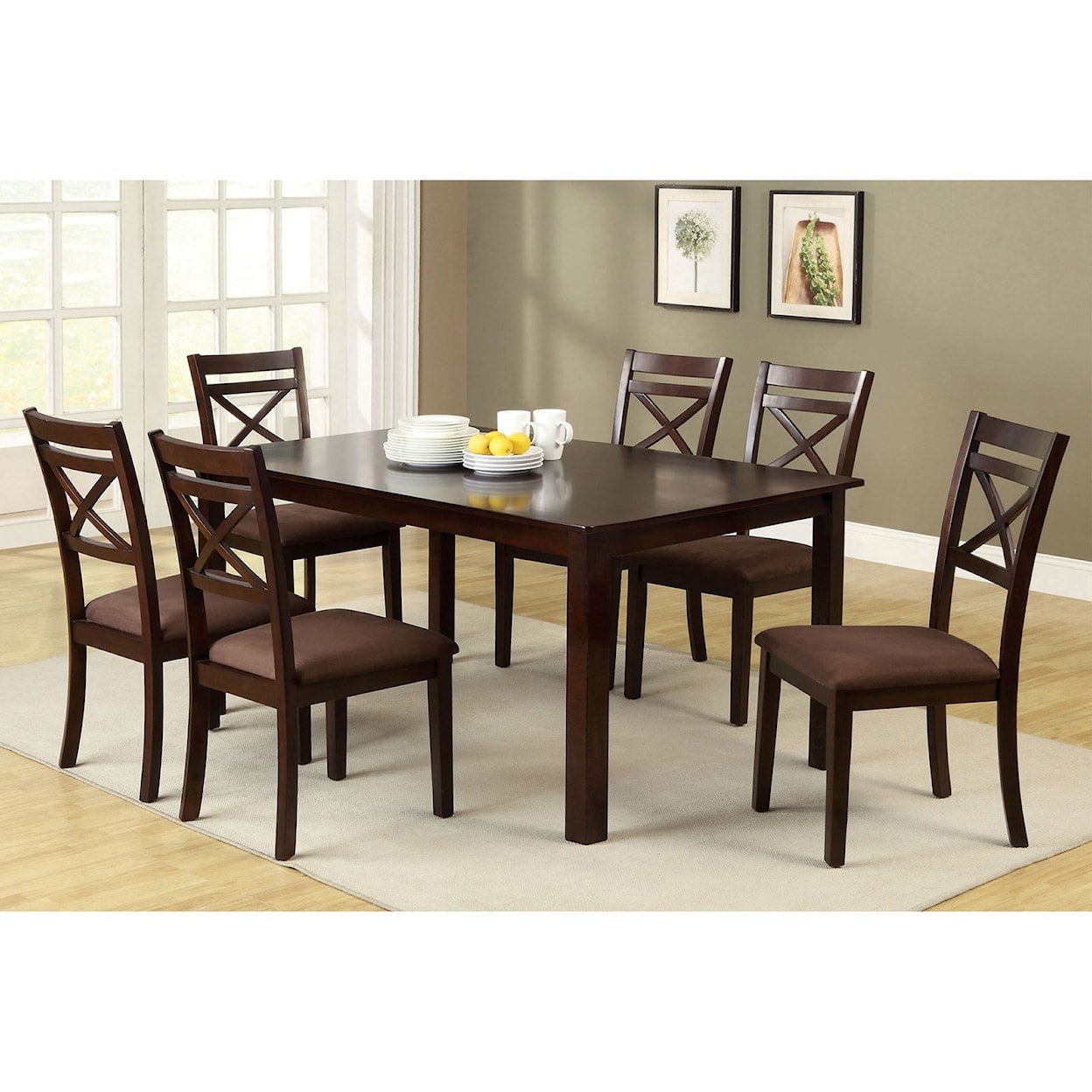 Furniture of America Weston II 7 Piece Dining Table Set