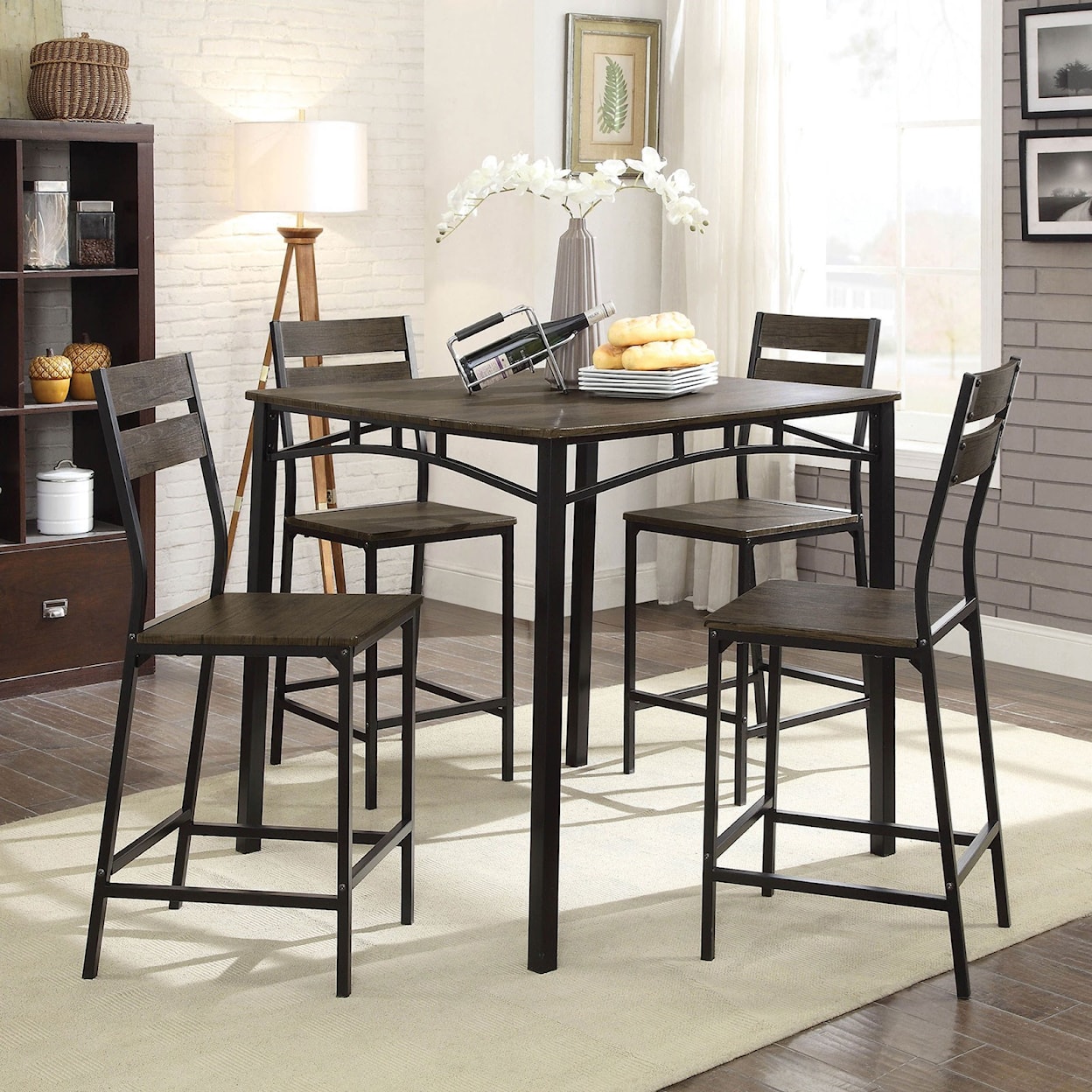 Furniture of America Westport 5-Piece Counter Height Table Set