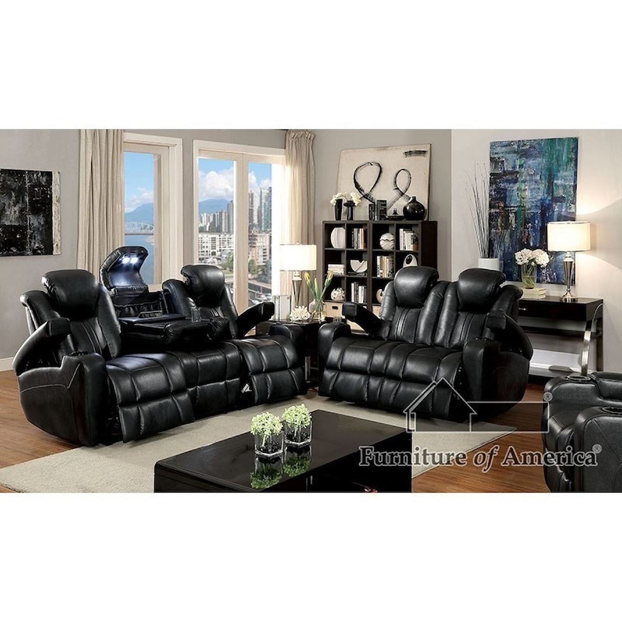 Furniture of America Zaurak Reclining Living Room Group
