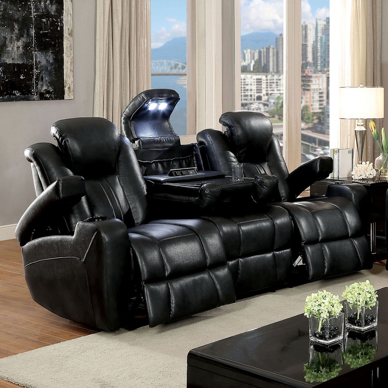 Furniture of America Zaurak Power Reclining Sofa