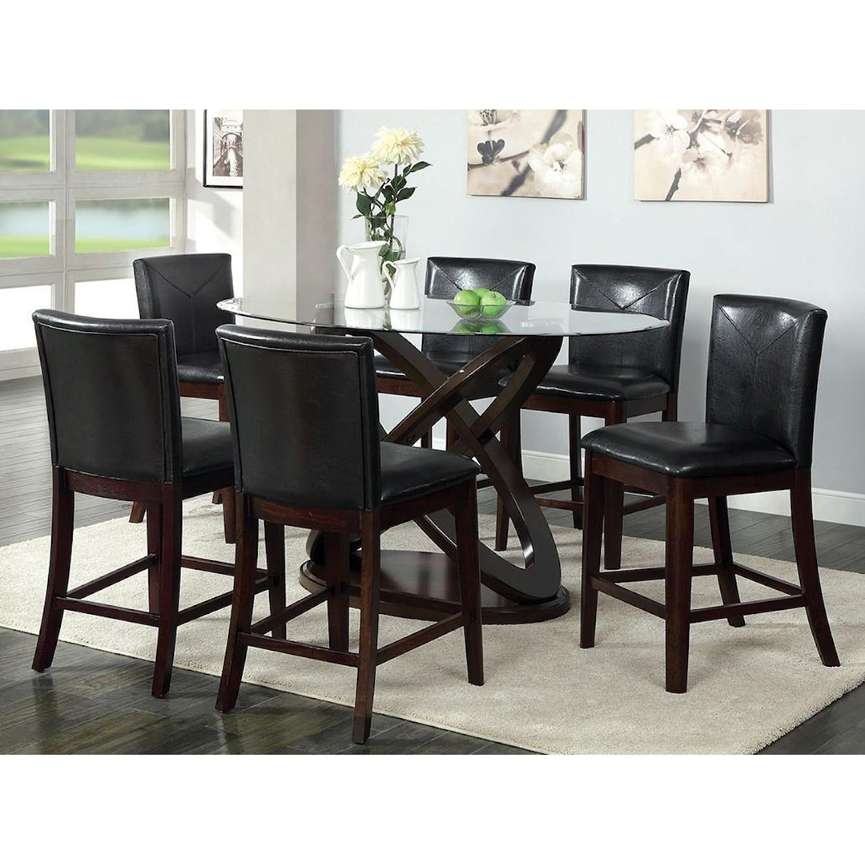 Furniture of America - FOA Antenna II 5pc Counter Height Table Dining Set