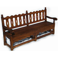 Traditional Slat Back Wood Bench with Arms