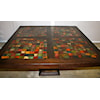 Furniture Source International Wooden Mosaic Rectangular Pedestal Table