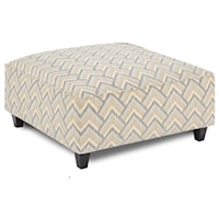 Contemporary Square Ottoman with Tapered Wood Legs