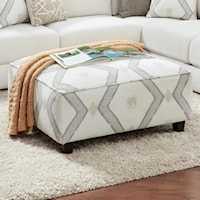 Contemporary Square Ottoman with Tapered Wood Legs