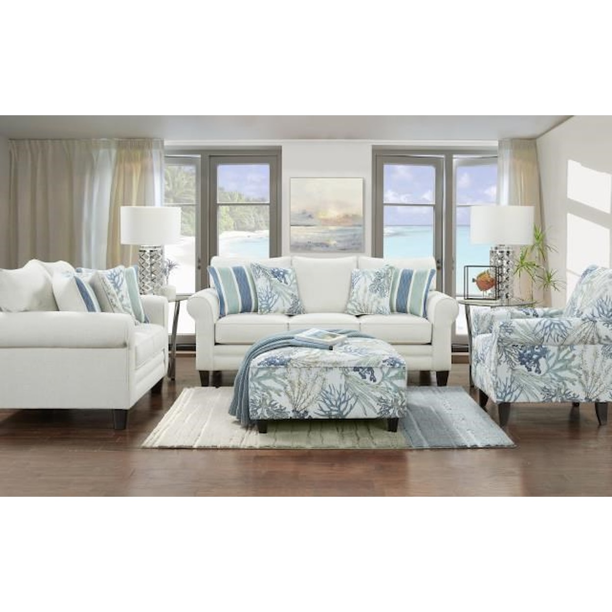 Fusion Furniture 1140 LABYRINTH SKY 1141 Loveseat