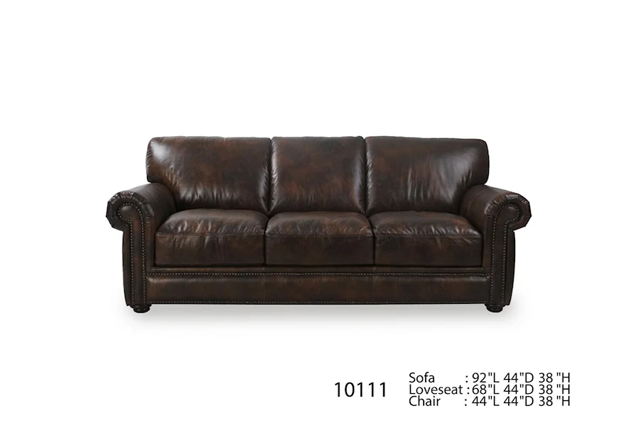 10111 Leather Nail Head Sofa by Futura Leather at Furniture Fair - North Carolina