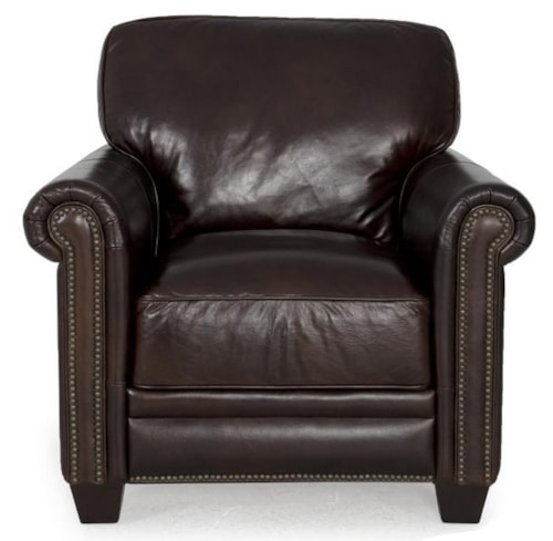 Dark Brown Leather Chair with Nailhead Trim