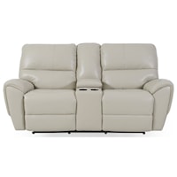 Casual Power Reclining Console Loveseat with Power Headrests and USB Port
