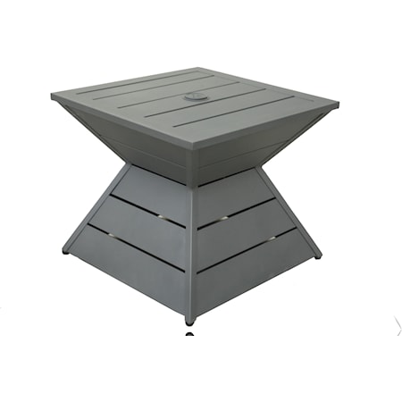 Outdoor End Table W/Umbrella Holder