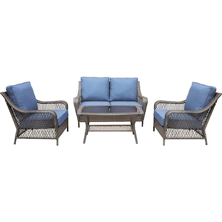 Outdoor Loveseat, 2 Lounge Chairs, And Cockt