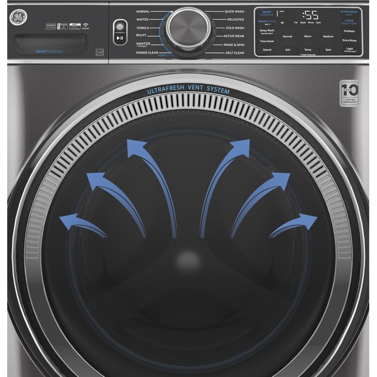 GE Appliances Front Load Washers - GE GE® 4.8 cu. ft. Capacity Smart Washer