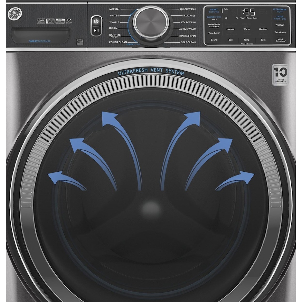 GE Appliances Front Load Washers - GE GE® 5.0 cu. ft. Capacity Smart Washer