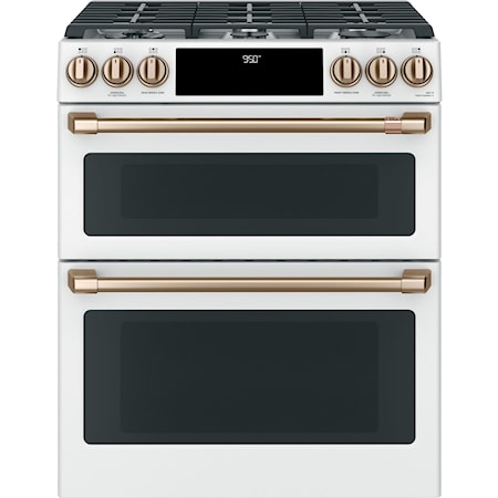 Cafe´™ 30" Smart Slide-In, Front-Control, Dual-Fuel, Double-Oven Range with Convection