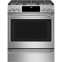 Cafe´™ 30" Smart Slide-In, Front-Control, Gas Range with Convection Oven