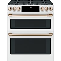 Cafe´™ 30" Smart Slide-In, Front-Control, Gas Double-Oven Range with Convection