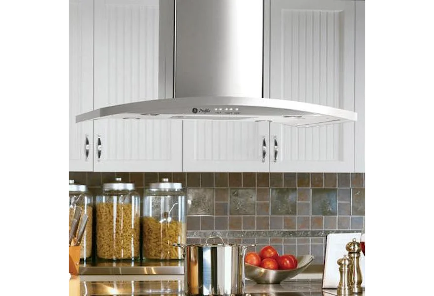 Ventilation Hoods Profile™ 36" Island Hood by GE Appliances at VanDrie Home Furnishings