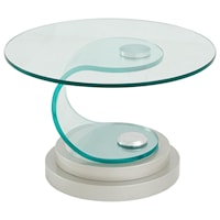 Contemporary Glass End Table with Thick Tempered Glass Pedestal