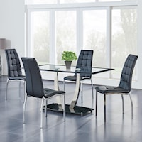 Contemporary 5-Piece Dining Set with Glass Top Table