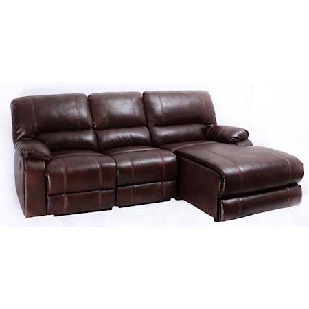 Three Piece Sectional Sofa with One Recliner