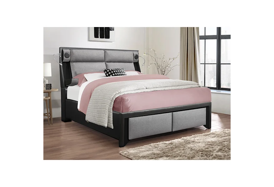 9652 Upholstered King Bed by Global Furniture at Nassau Furniture and Mattress