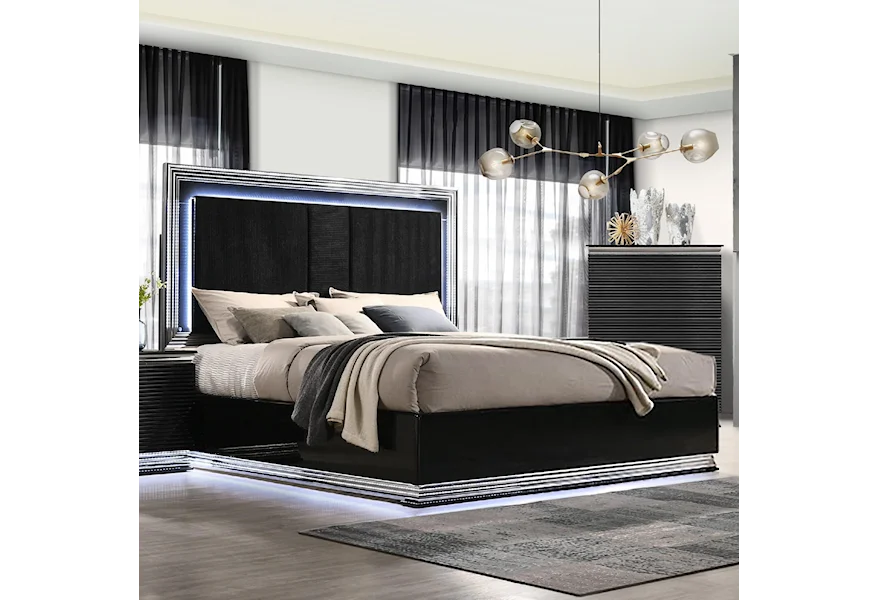 AVON King Bed with LED Lights by Global Furniture at Royal Furniture