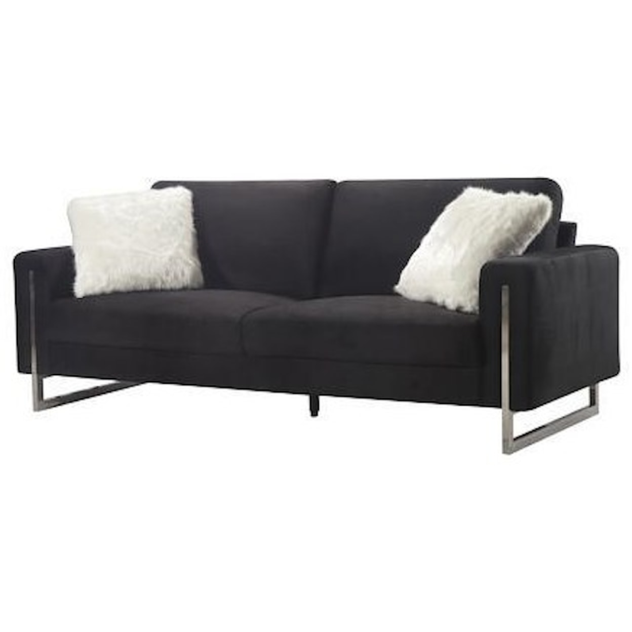 Global Furniture Black Velvet Velvet Sofa