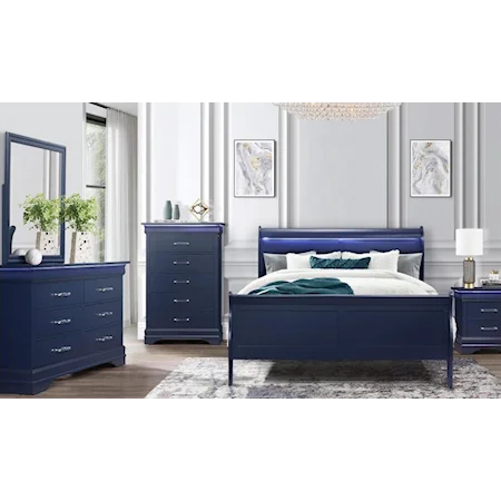 Queen Bed with Dresser and Mirror