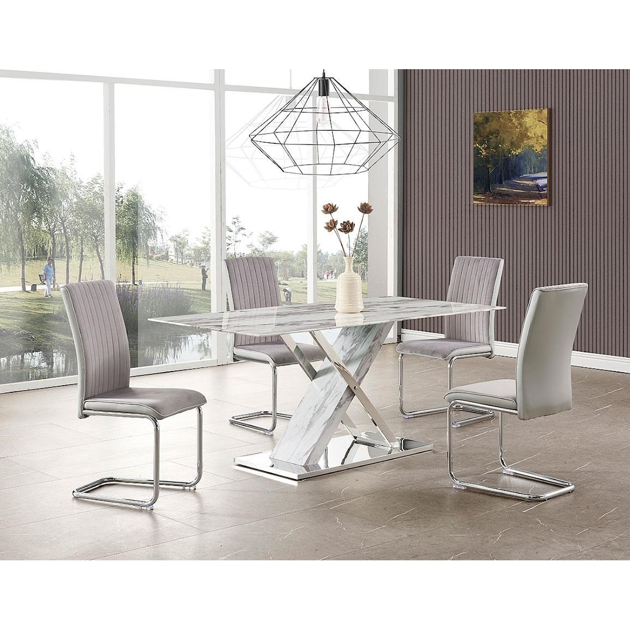 Global Furniture Rachel Dining Table with Four Chairs