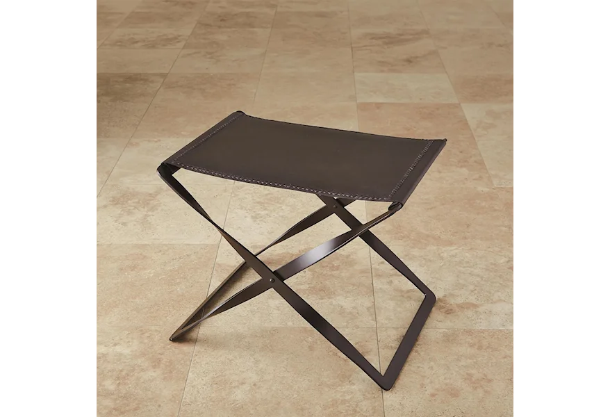 Accents Folding Leather Stool by International Accents at Sprintz Furniture