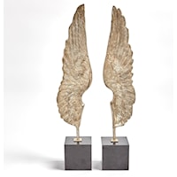 Silver Leaf Wings Sculpture (Pair)