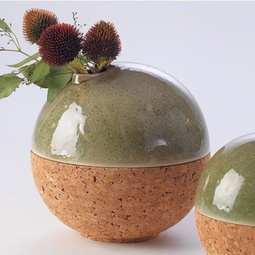 6.5" Bubble Vase with Cork Bottom