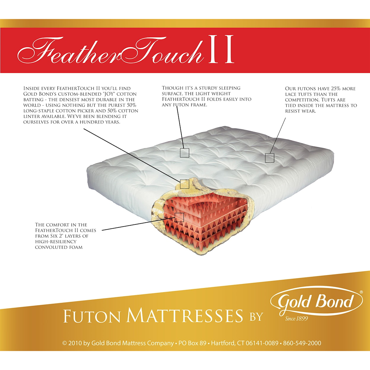 Gold Bond Mattress Company Futon Frames 9" Feather Touch Futon Mattress - Chocolate