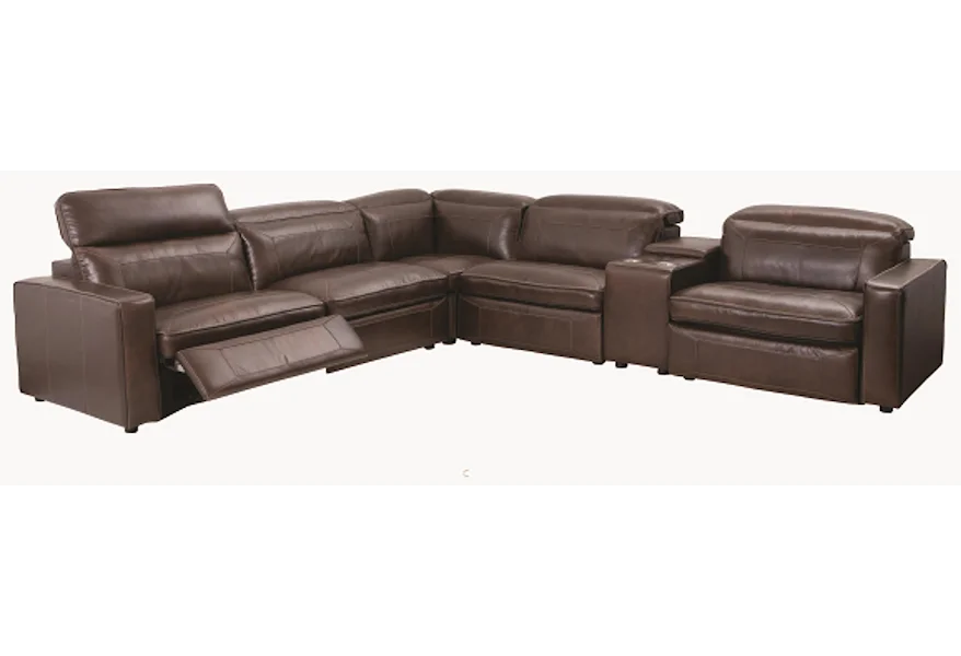 1570 6 Piece Top Grain Leather Match Power Sectio by H317 Logistics at Darvin Furniture