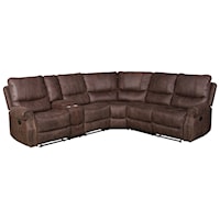 3 Piece Reclining Living Room Sectional with Glider Recliner Set