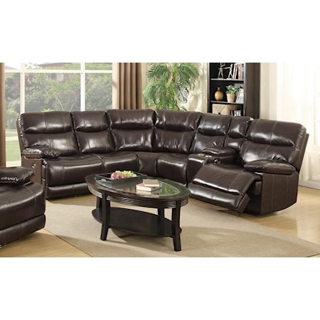 Three Power Leather Match Sectional